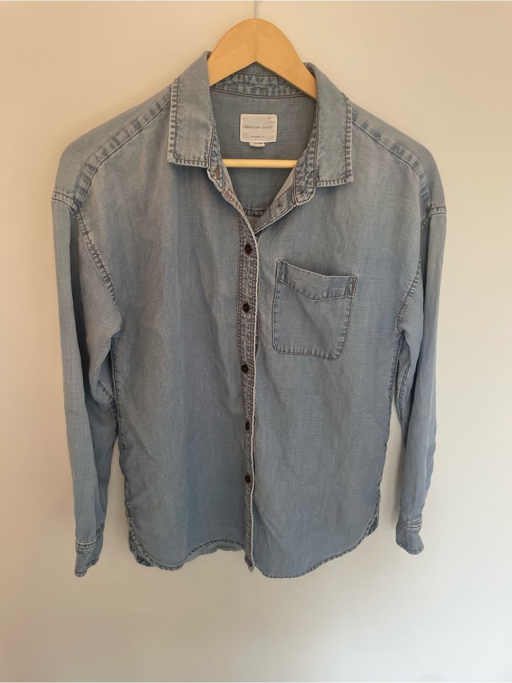 American Eagle Outfitters Light Blue Denim Button-Down Shirt